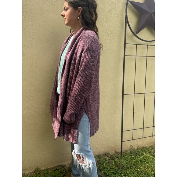Barefoot Dreams Womens Cardigan 2X Maroon Speckled Cozychic Lite SoftAF LongLine - Picture 4 of 11